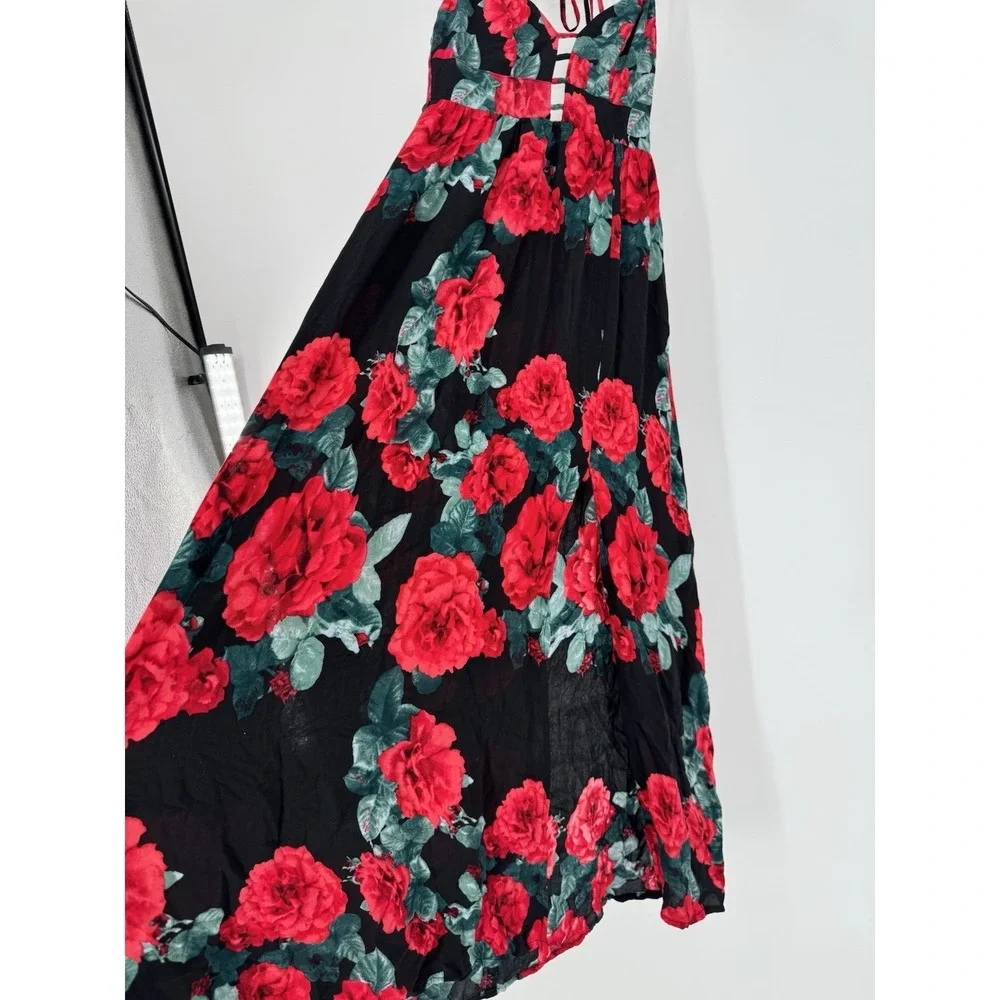 Aakaa small floral backless rose print‎ maxi dress romantic festival beachy